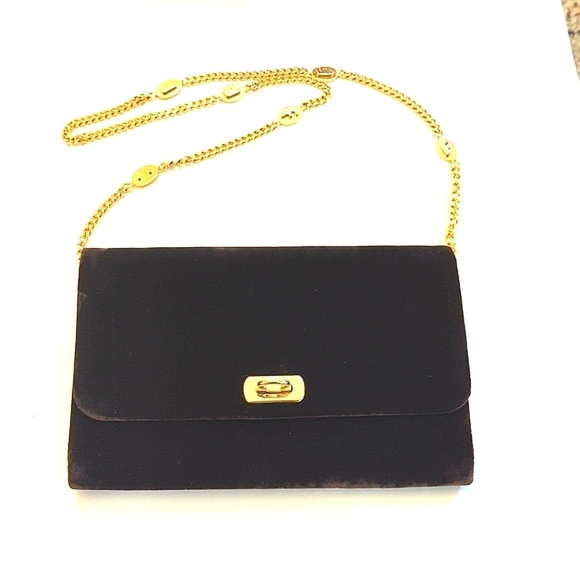 Salvatore Ferragamo Handbags - Salvatore Ferragamo vintage 60's chocolate velvet chain strap crossbody bag